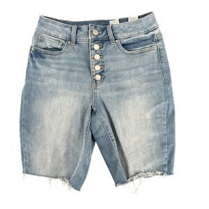 Time and Tru High Rise Cut-Off Stretch Denim Jean Shorts Button Fly Size 4